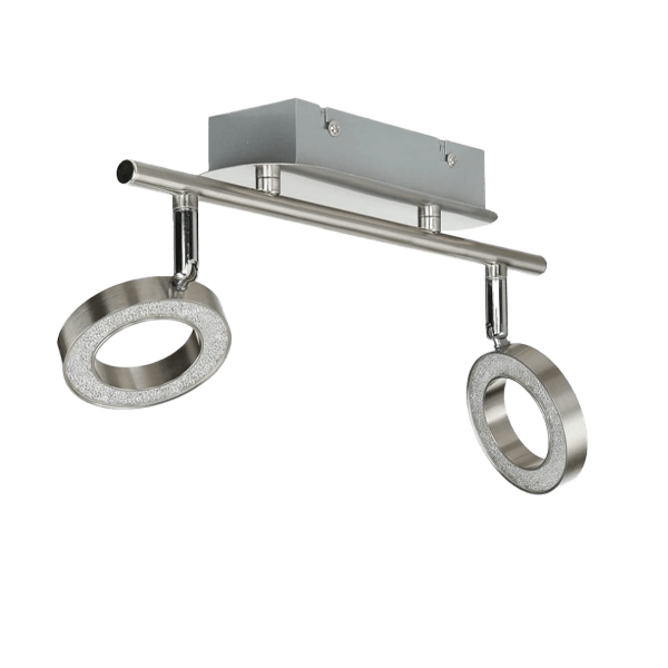 Deckenleuchte, Kugelleuchte, Metall, Nickel-Optik, 2-Flammig