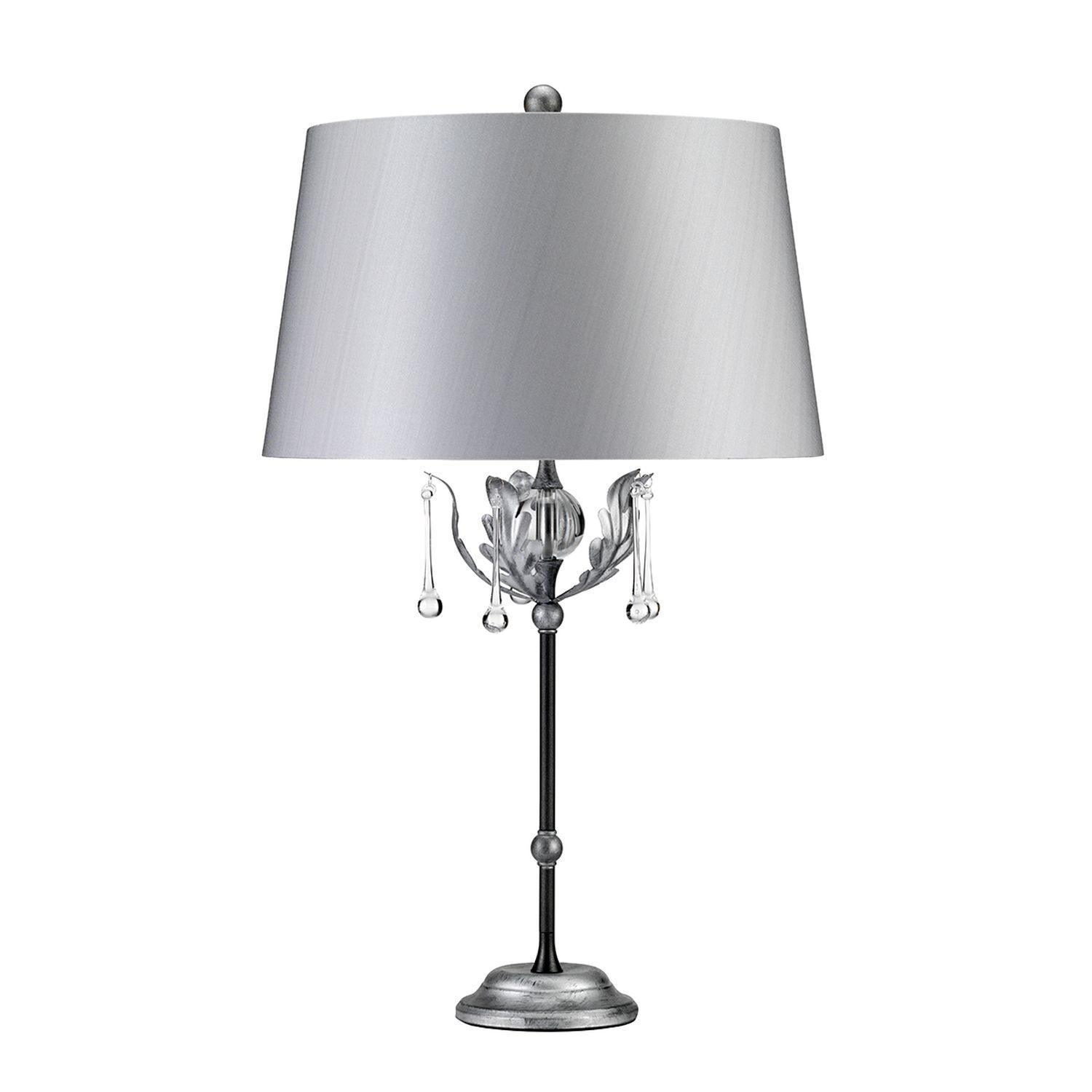 Lampe de table haute 72cm en tissu argenté Abat-jour GOTICA