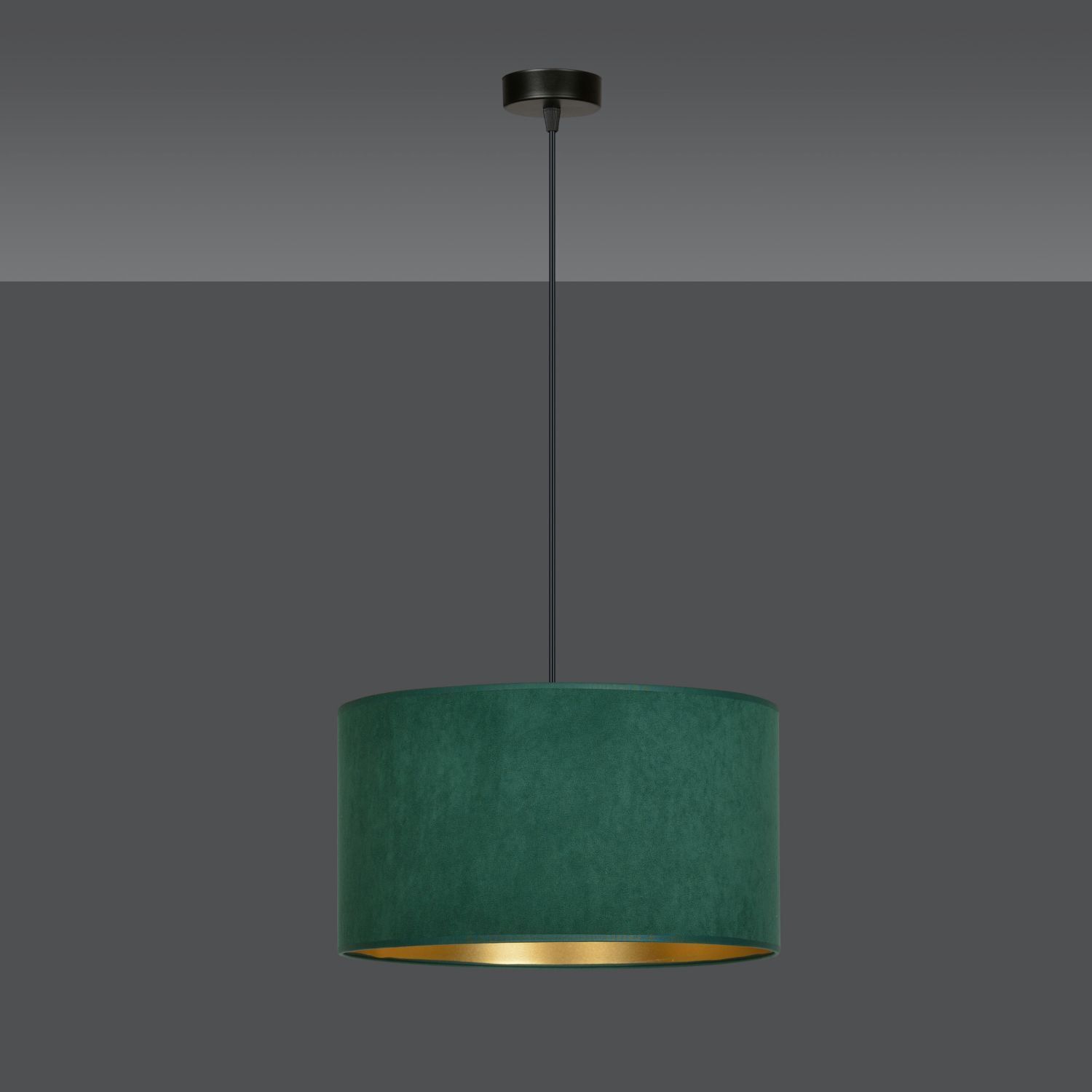 Suspension Vert Or Noir Ø 35 cm rond E27 Tissu Métal Lampe, Kronleuchter