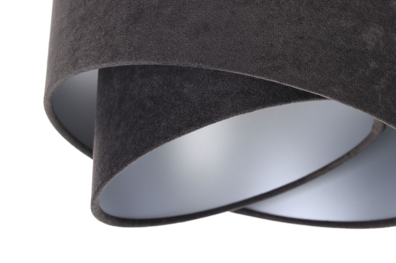 Suspension tissu 3 flammes E27 noir argent réglable