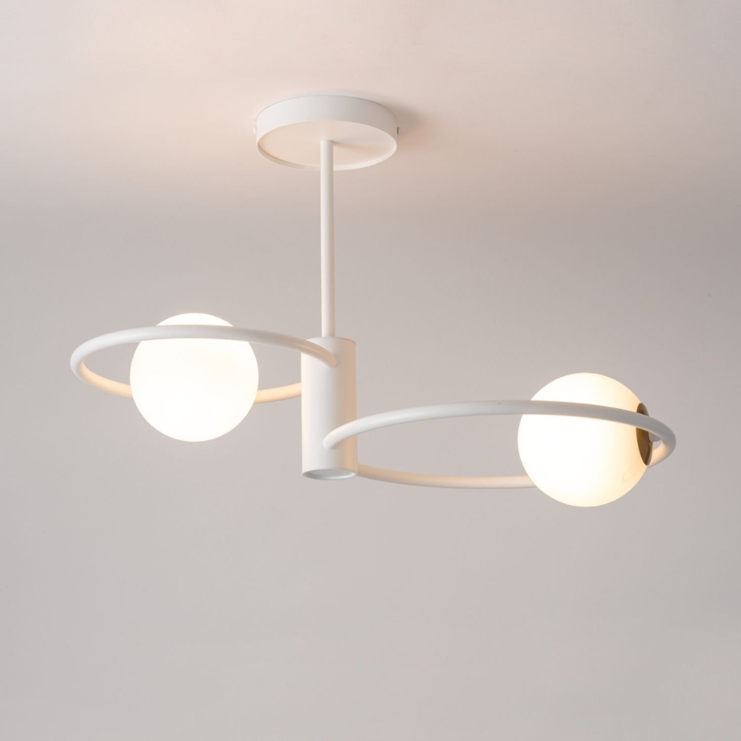 Plafonnier blanc Moderne Abat-jour sphérique Verre Métal G9