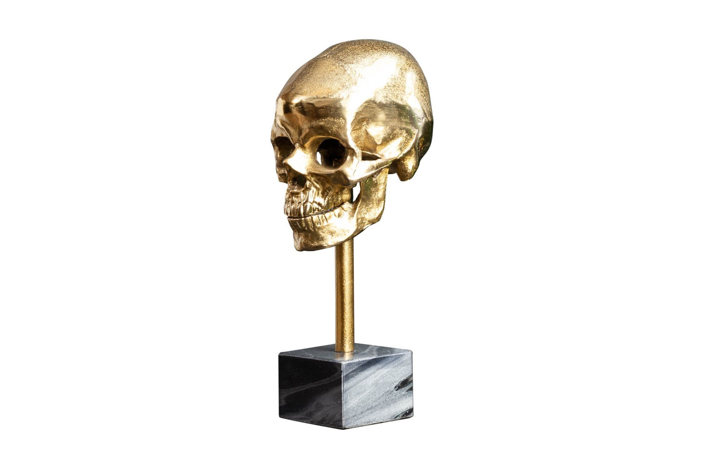 Statue décorative Tête de mort en or noir H : 35 cm Métal Marbre Statue décorative Tête de mort en or noir H : 35 cm Métal Marbre