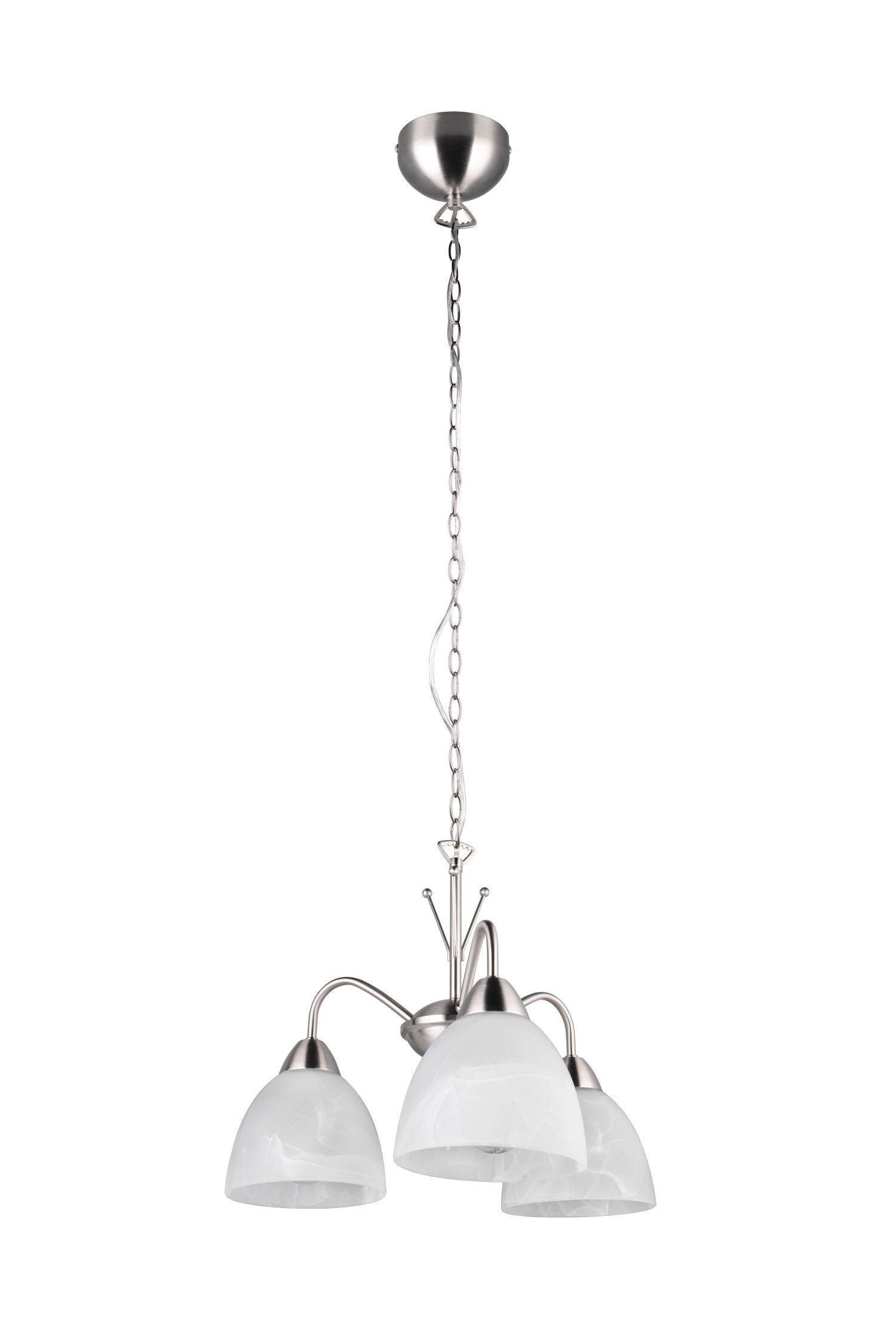 Blendarme Suspension Métal Verre Nickel Blanc E27 Leuchte, Lampe, Deckenleuchte, Kronleuchter
