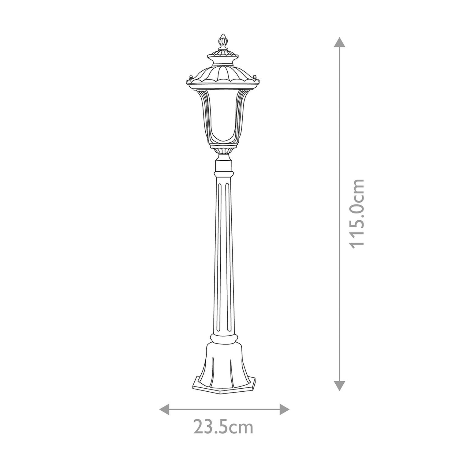 Lampadaire extérieur aluminium verre IP44 115 cm noir jardin
