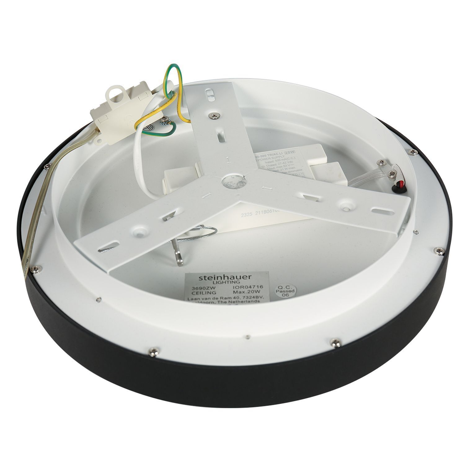 Plafonnier LED Noir Blanc Ø28 cm 2700 K confortable