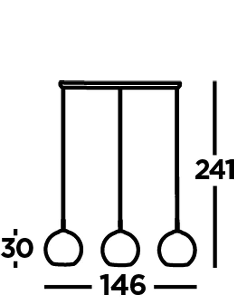 Suspension à 3 flammes E27 noir gris fumé L : 146 cm Suspension à 3 flammes E27 noir gris fumé L : 146 cm