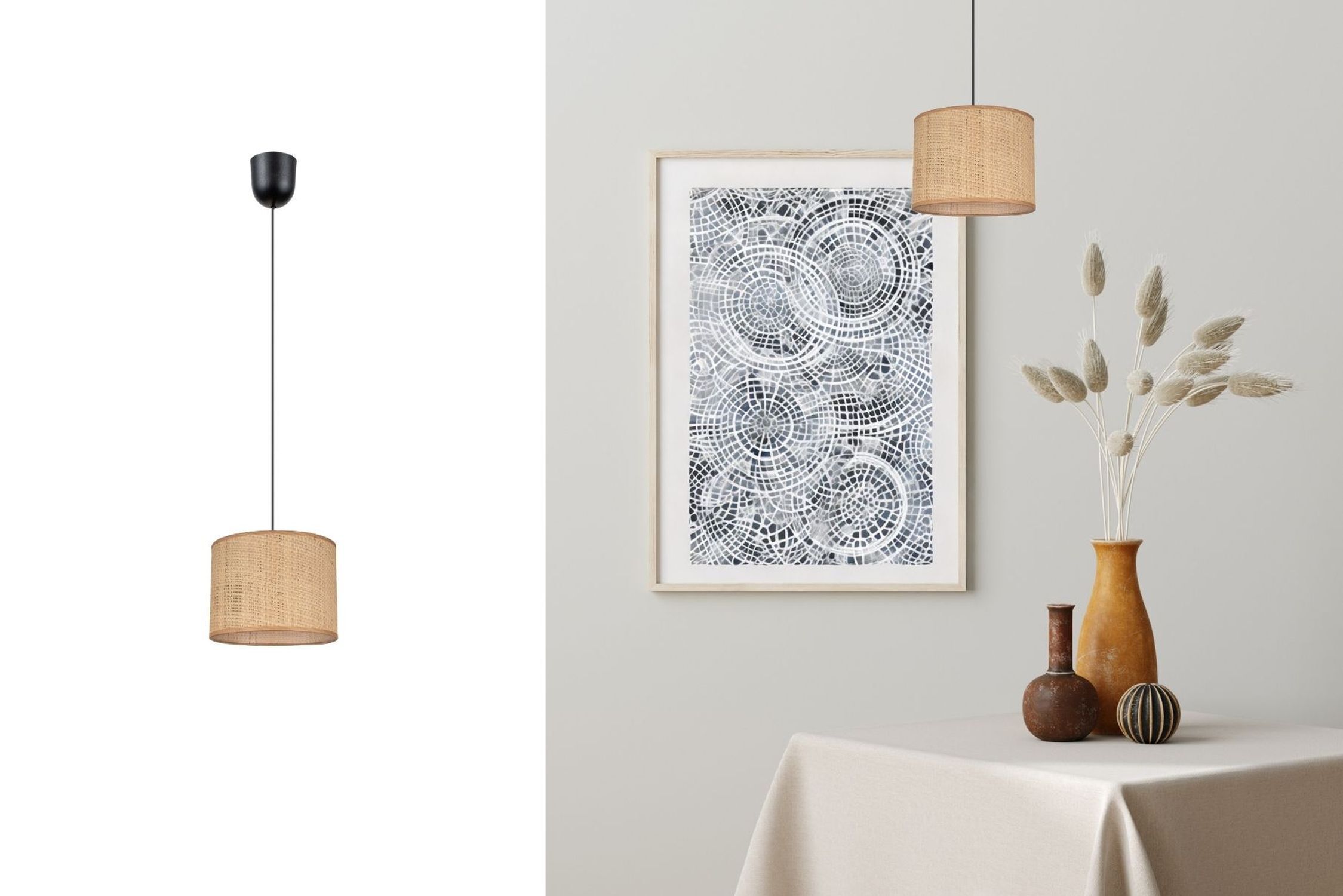 Blendarme Lampe à suspendre tissu brun E27 Ø20 cm rond