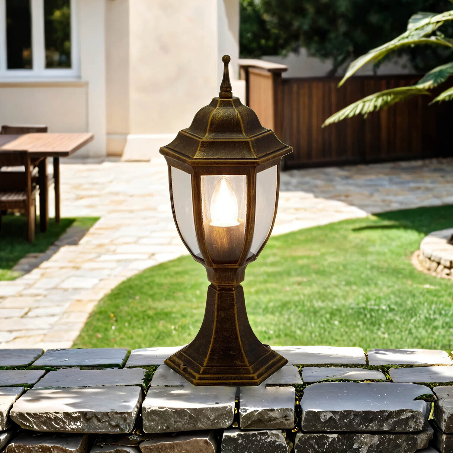 Lampe de socle jardin 41,5 cm Rustique IP43 étanche à la pluie