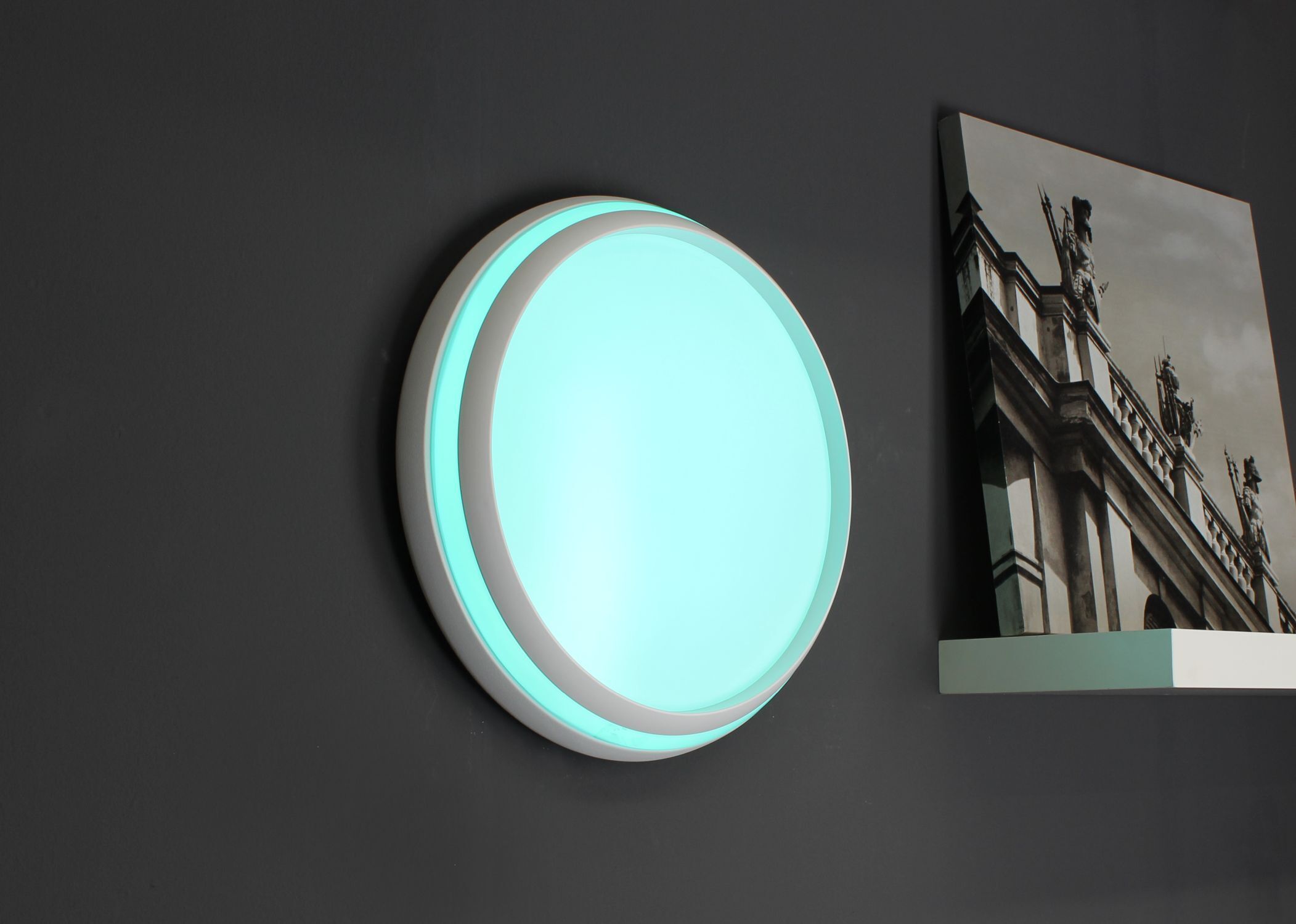 Applique LED aluminium blanc RGB Bluetooth Ø35 cm
