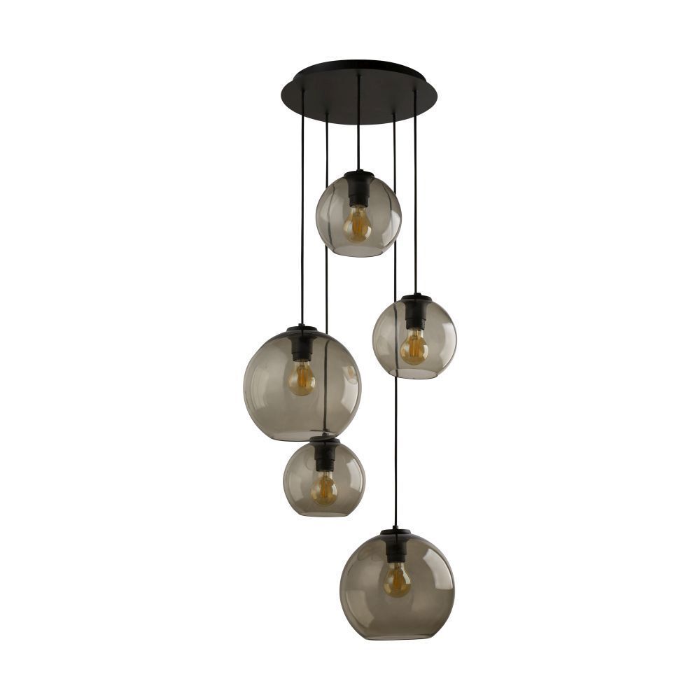 Suspension élégante en verre Abat-jour 5x E27 Noir Gris