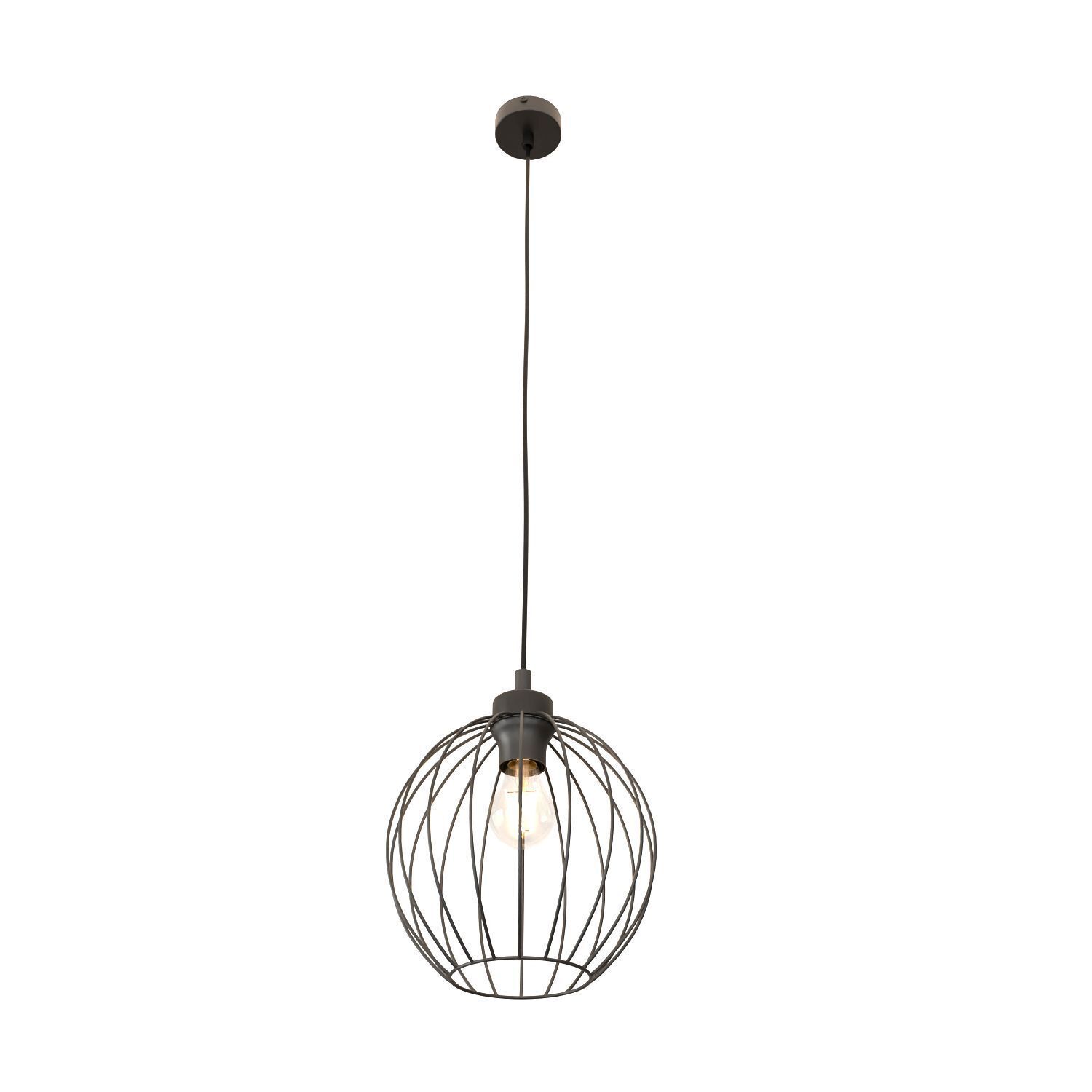 Lampe à suspendre ronde noire métal E27 Ø24 cm Abat-jour filaire