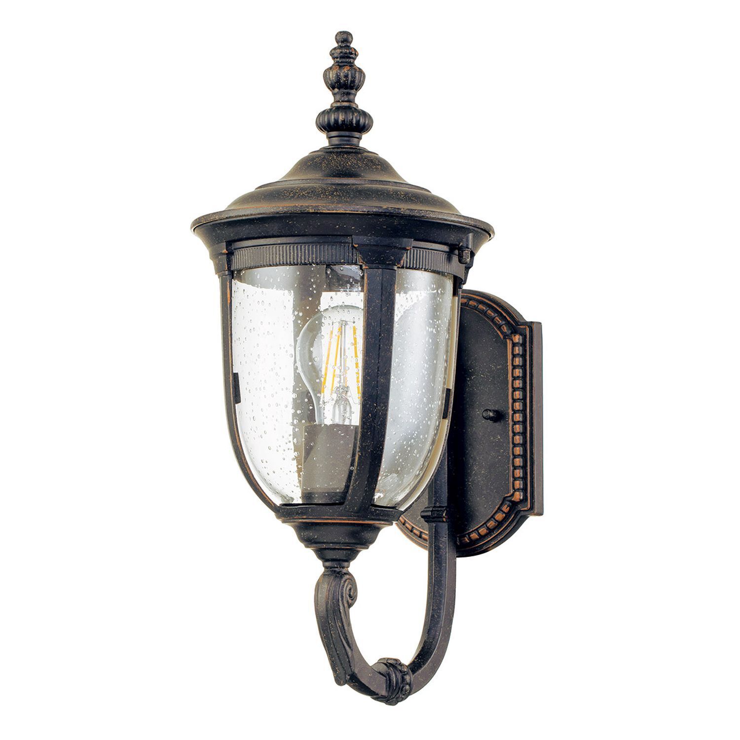 Lampe d'extérieur murale IP44 H : 41,5 cm Rustique verre alu en bronze