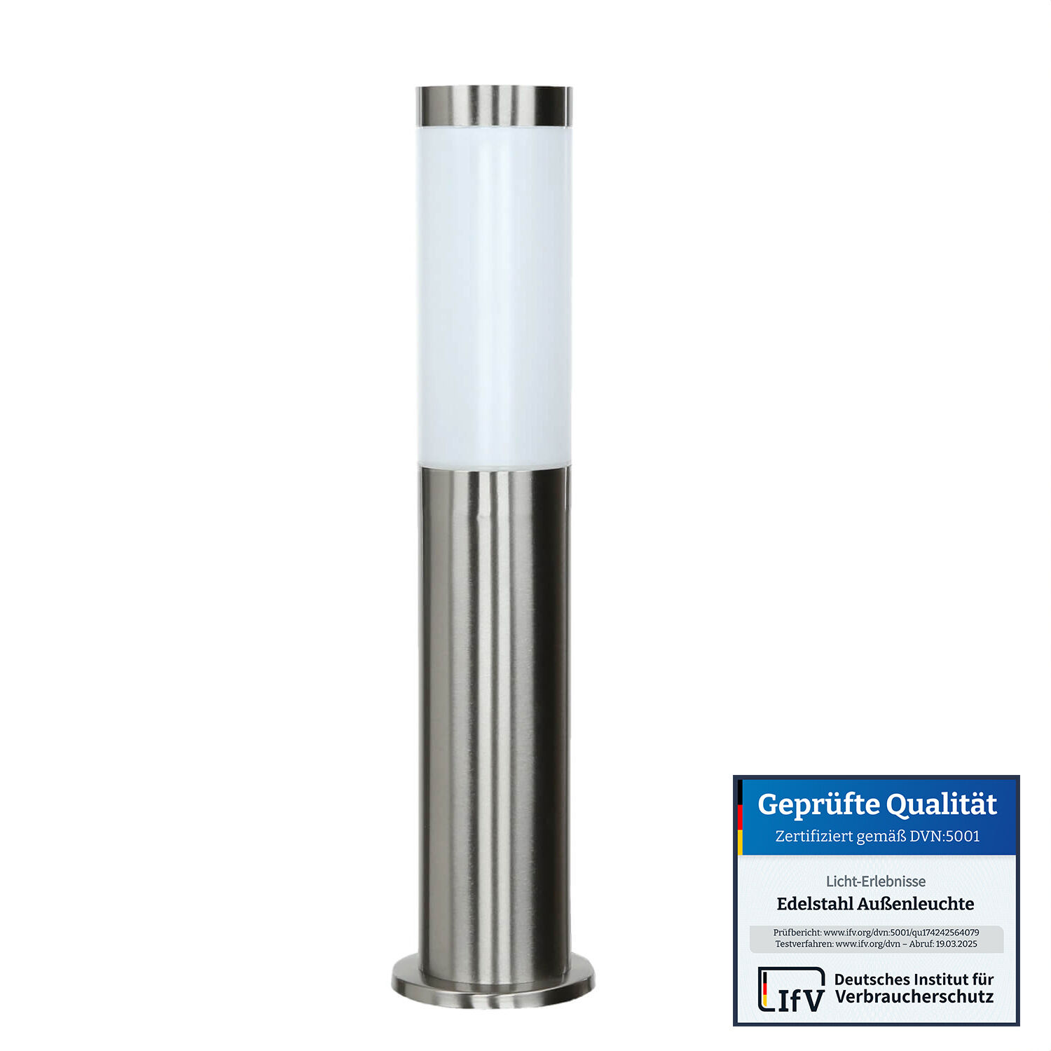 Lampe d'extérieur en acier inoxydable avec câble + fiche Zylinder, Lampe