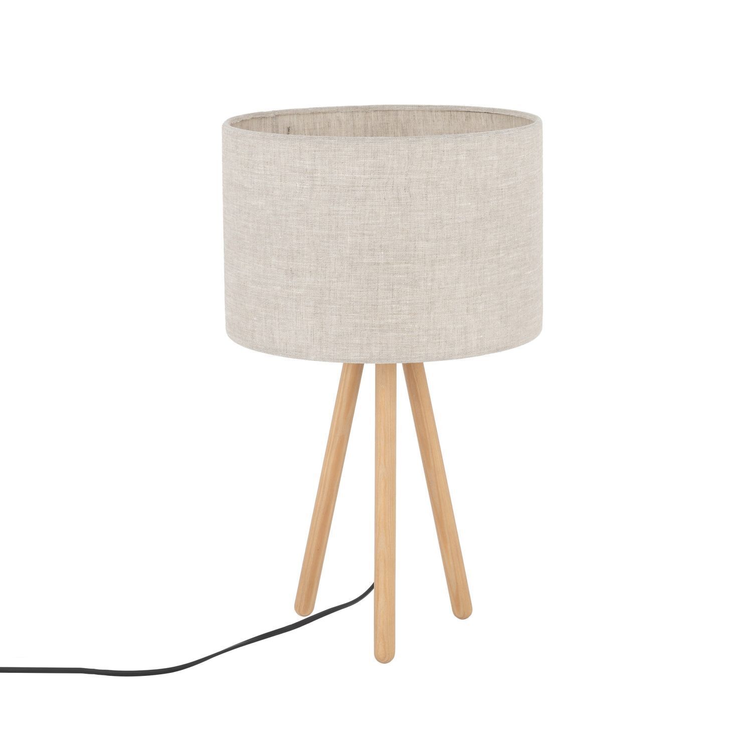 Tischlampe, Lampenschirm, Holzbeine, Beige, Stehlampe