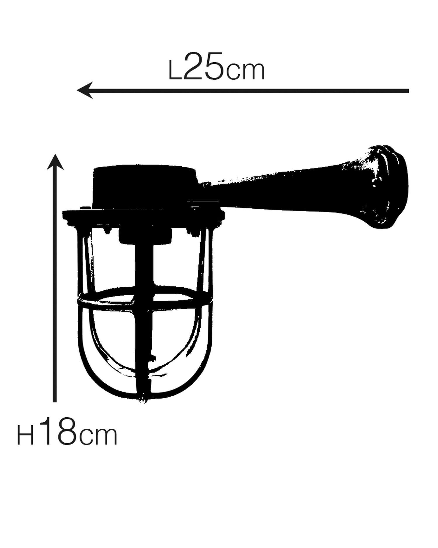 Applique extérieure laiton véritable verre E27 IP64 H : 18 cm
