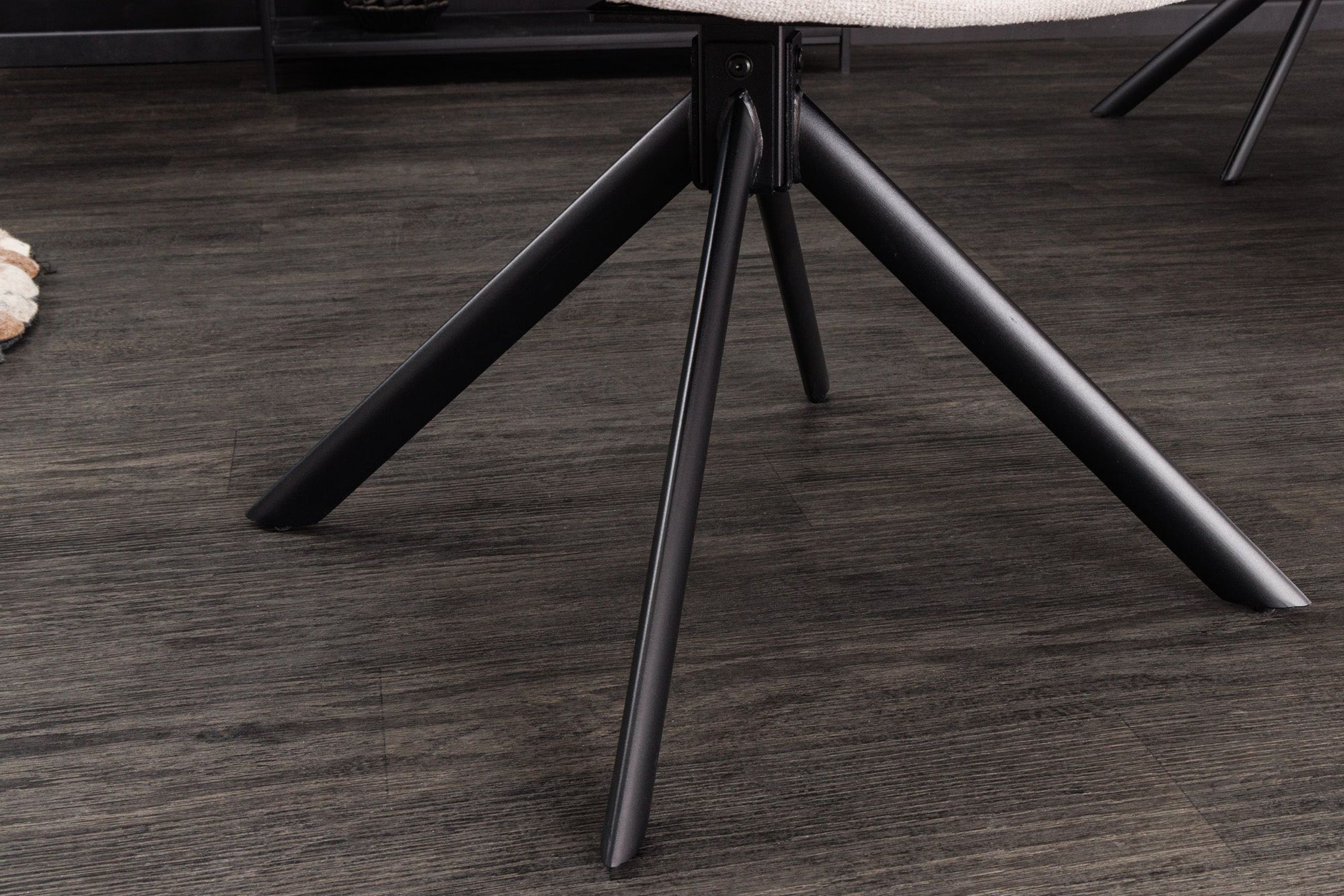 Chaise de bureau sans roulettes Crème Beige Noir Tissu Métal Rétro Stativ, Mobiliar