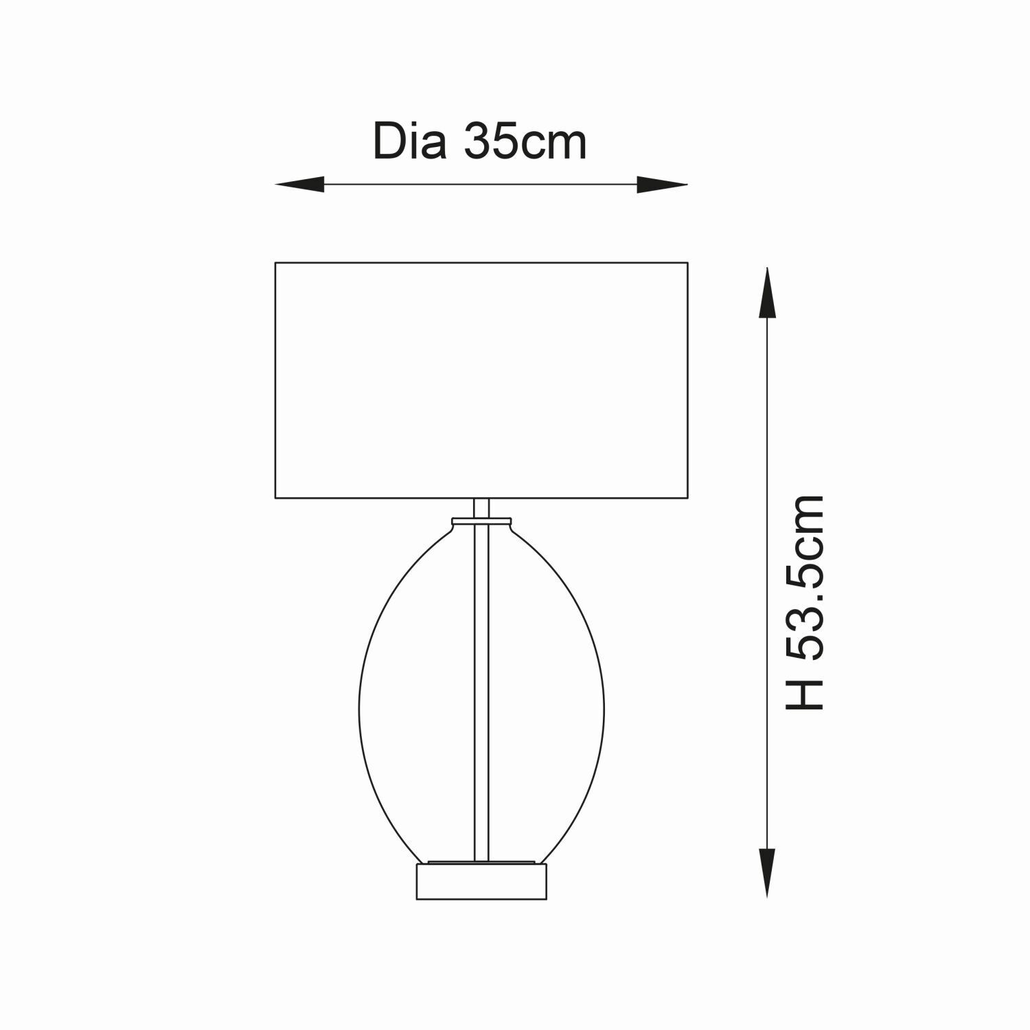 Lampe de table Touch Dimmer hauteur 53,5 cm verre fumé métal tissu
