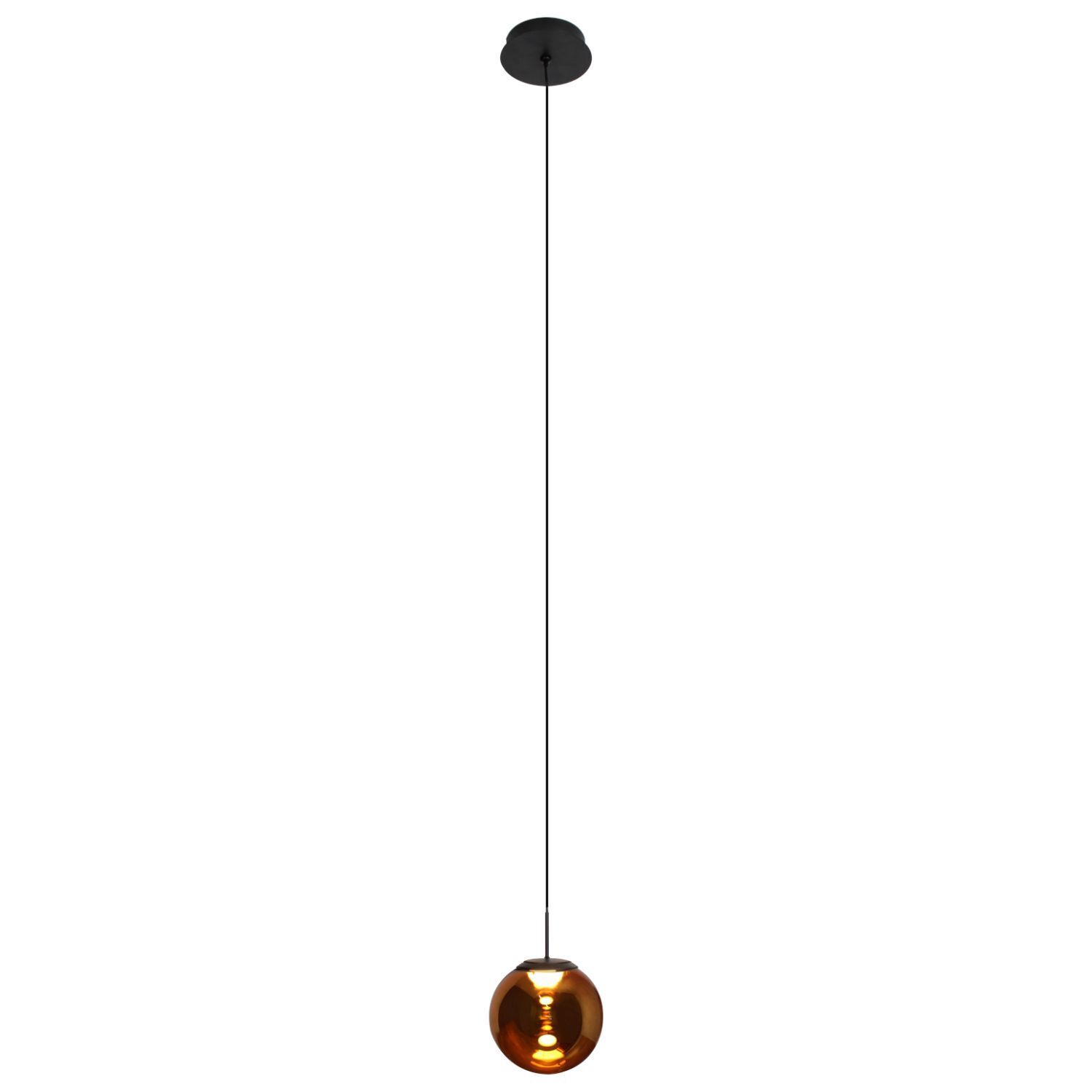 Suspension LED ronde noire ambre Ø15 cm 10 W
