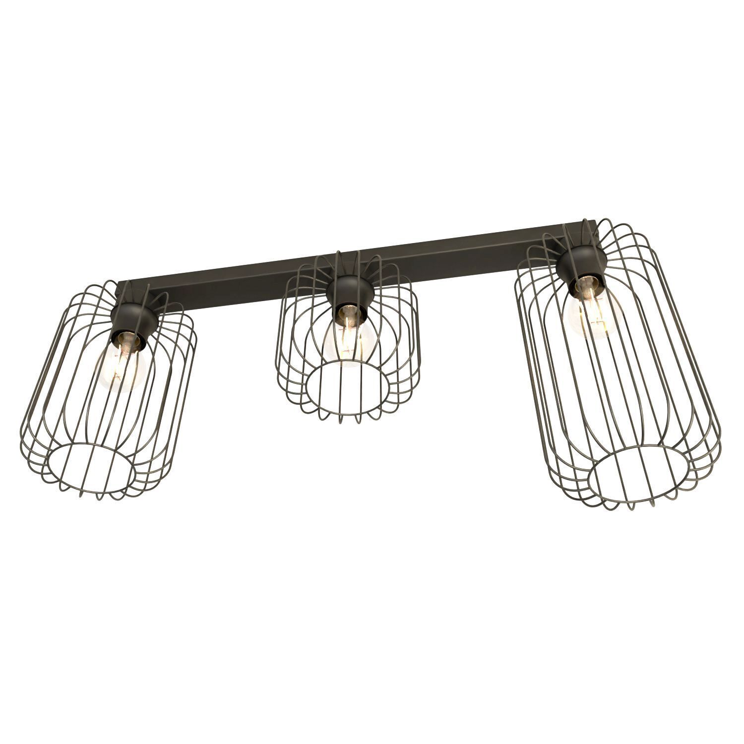 Plafonnier filaire Retro noir métal E27 60 cm de long