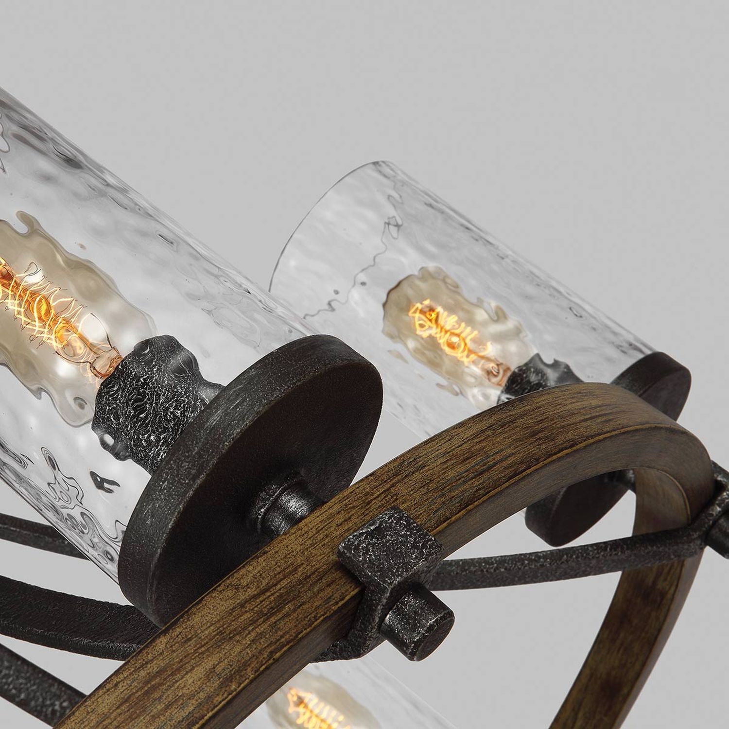 Kronleuchter Rustikal Glas Metall E27 D: 77,2 cm rund lampe, Beleuchtung, Holz, Glas, Glühbirne