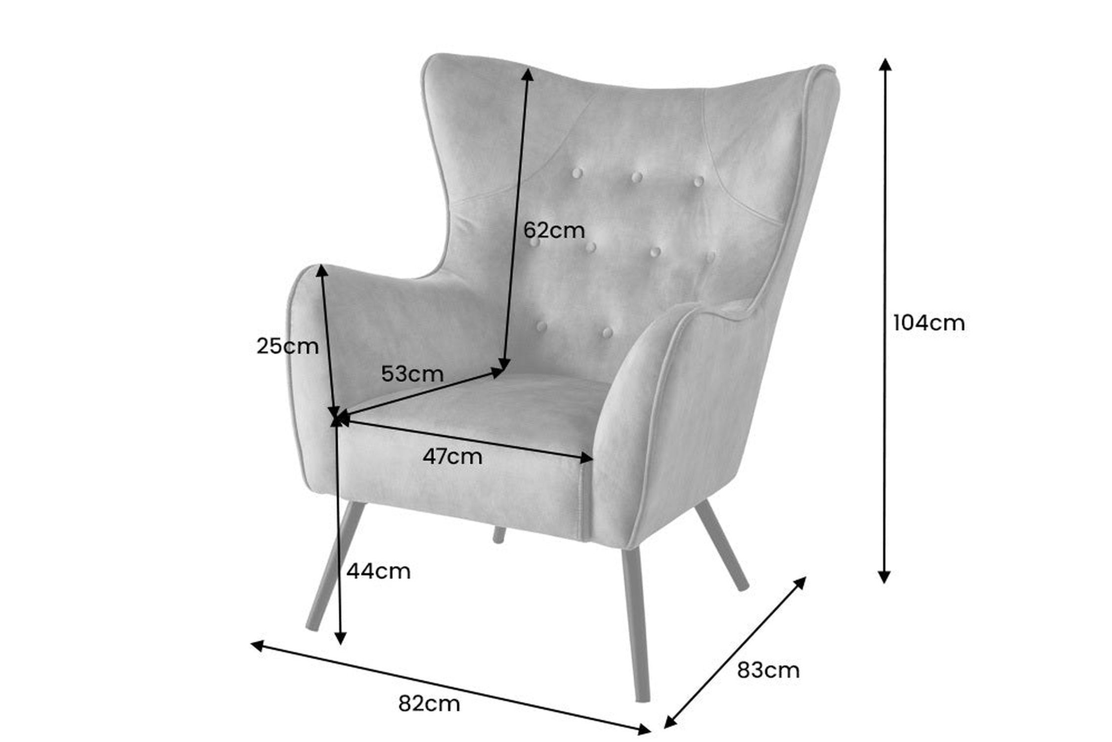 Ohrensessel Samt Beige Creme mit Armlehne Chesterfield Stuhl, Mobiliar, Sessel