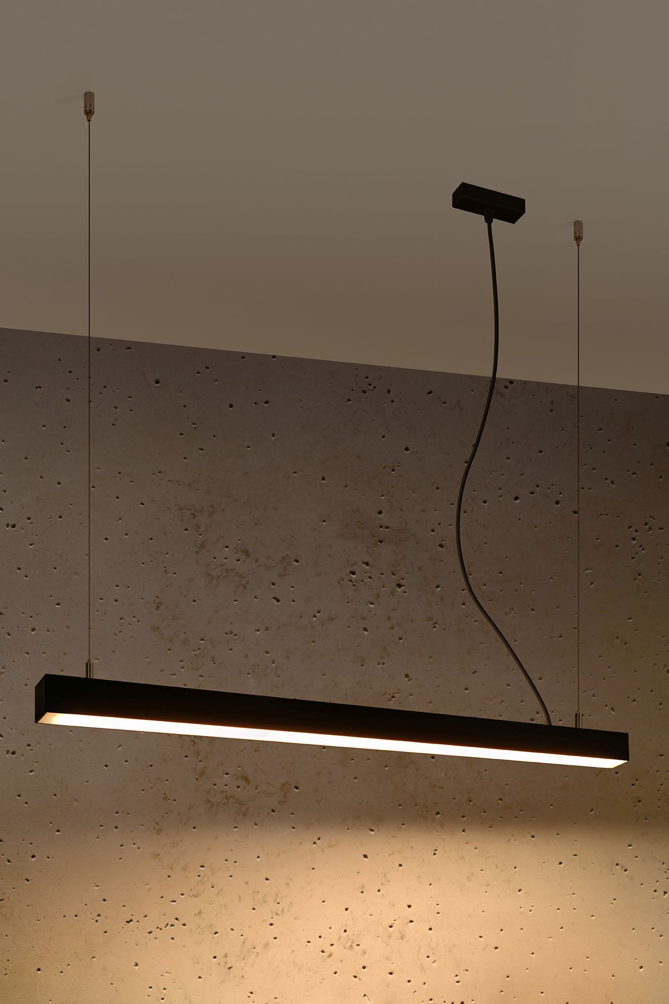 Lampe LED à suspendre noire 90 cm 3000 K faible éblouissement étroite