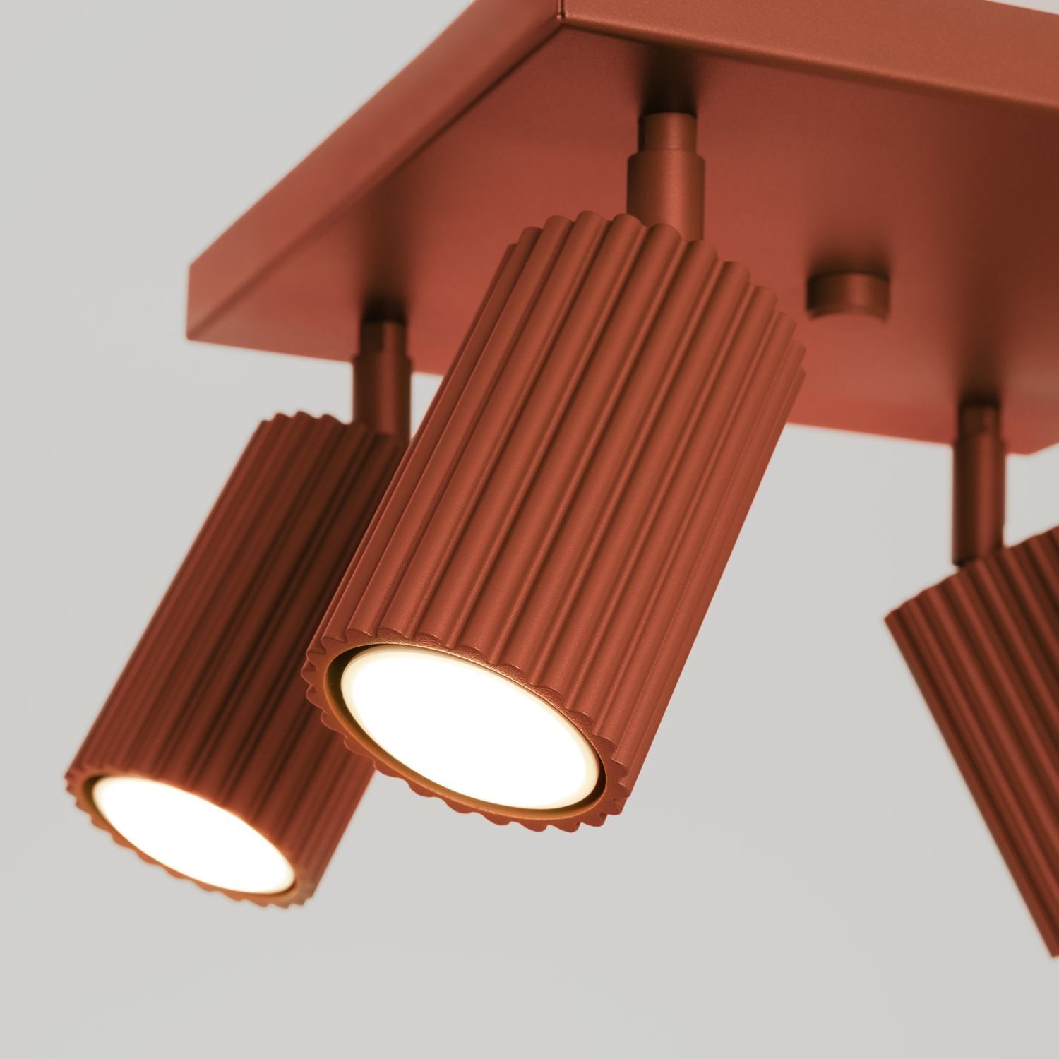 Projecteur de plafond GU10 4 flammes L : 25 cm petit carré rouge