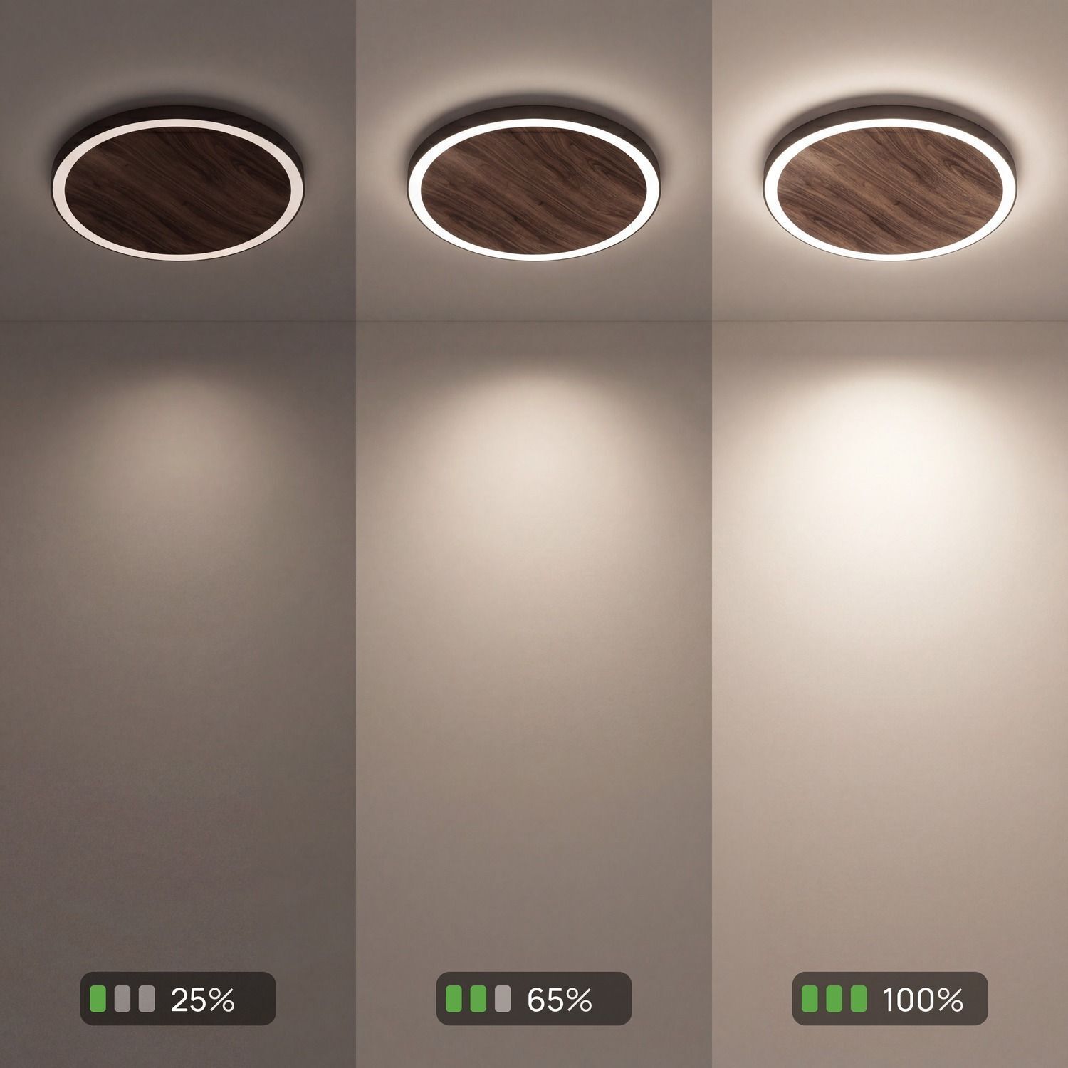 deckenleuchte, rund, holzoptik, LED, indirekteslicht