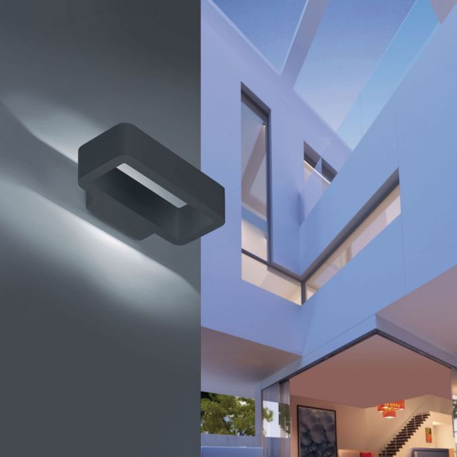 LED Wandleuchte außen Aluminium Anthrazit IP54 B:22 cm Deckenleuchte, Architektur, Gebäude