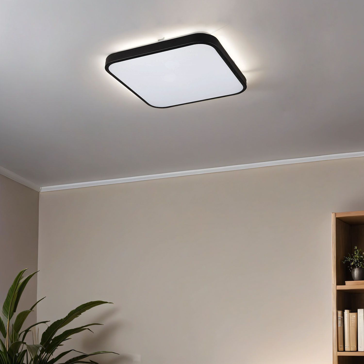 Deckenlampe COLLIN Schwarz Weiß Metall Wohnzimmer Deckenleuchte, Pflanze