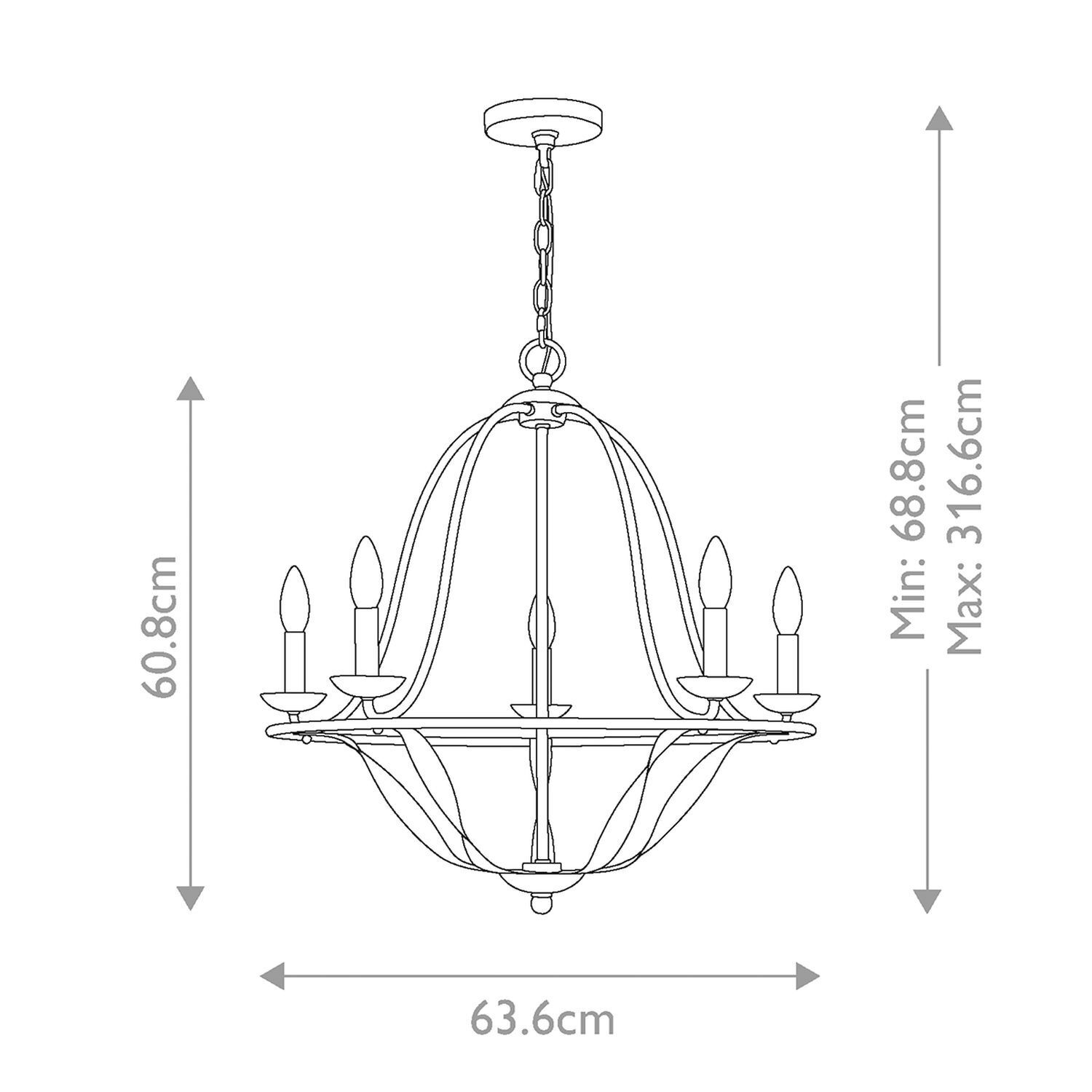 Lustre Rustique Shabby Blanc Ø 63,6 cm 5x E14