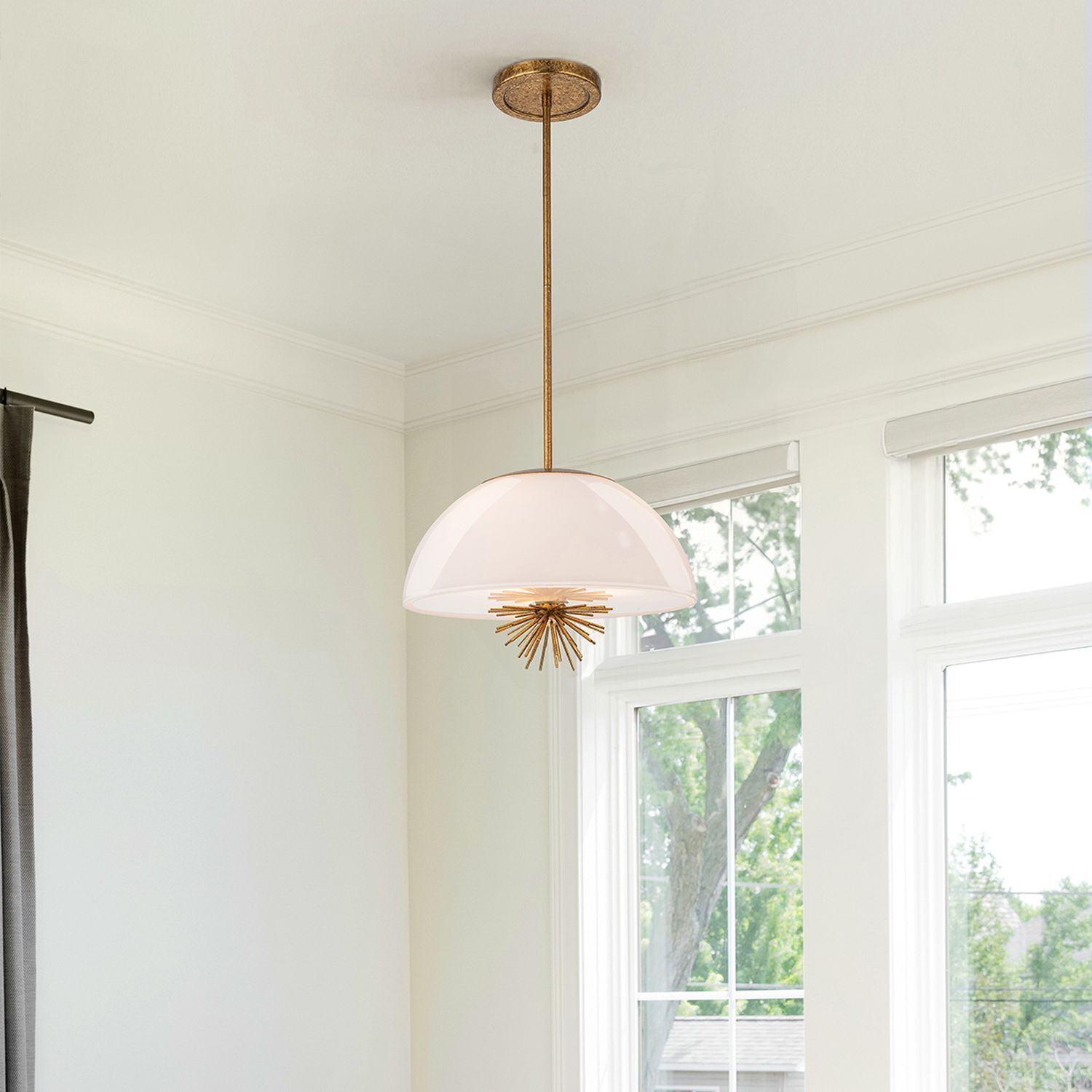 Suspension verre métal D : 45,7 cm rond 3x E14 réglable Lampe