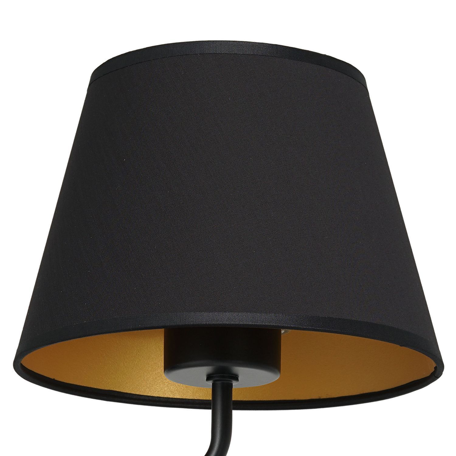 Wandlampe Schwarz Gold Stoffschirm konisch H:23 cm E27 Lampe, Lampenschirm