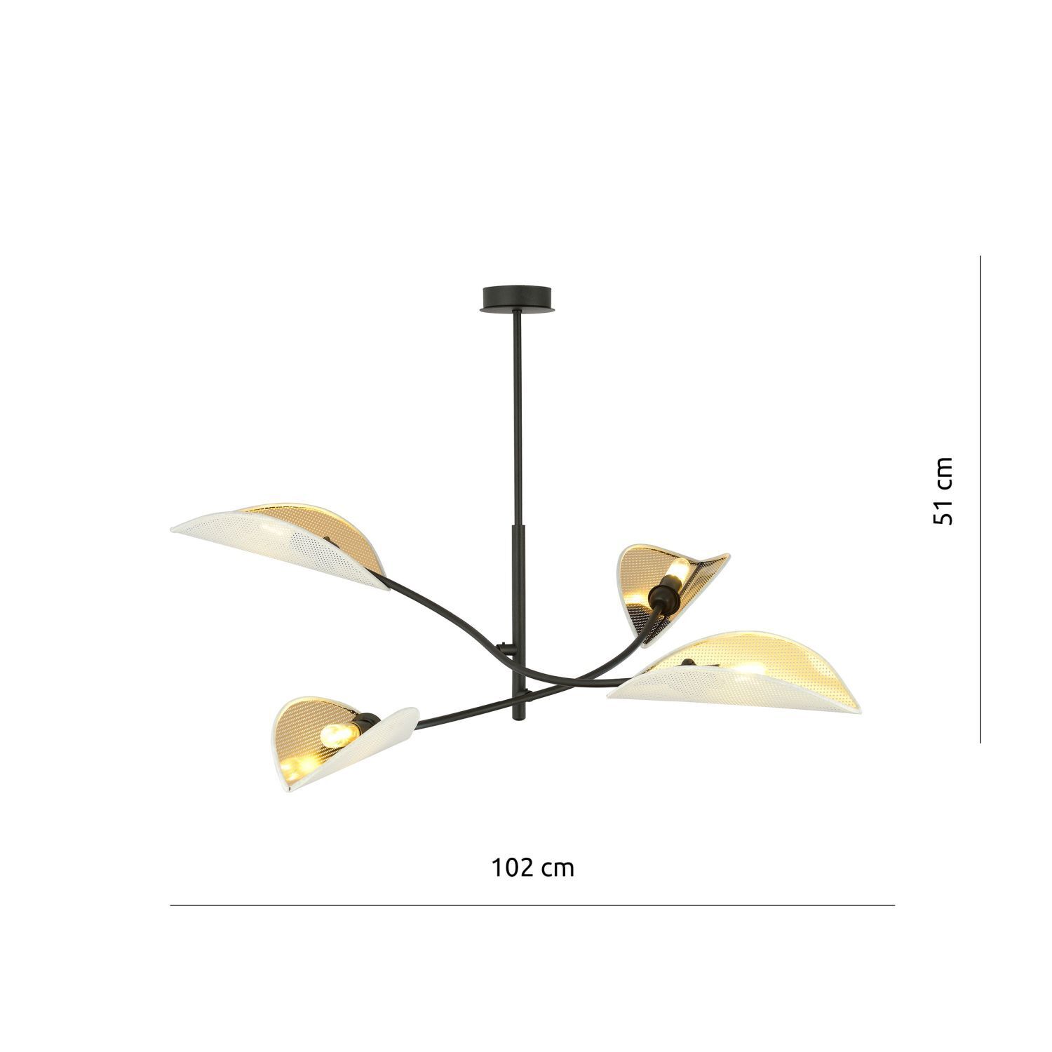 Plafonnier Moderne L : 102 cm pivotant 4x E14 Métal Tissu
