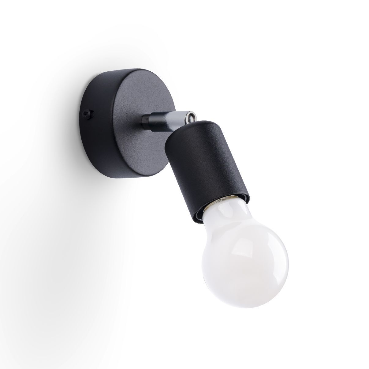 Spot Lampe murale noir rond Ø 8 cm petit pour E27