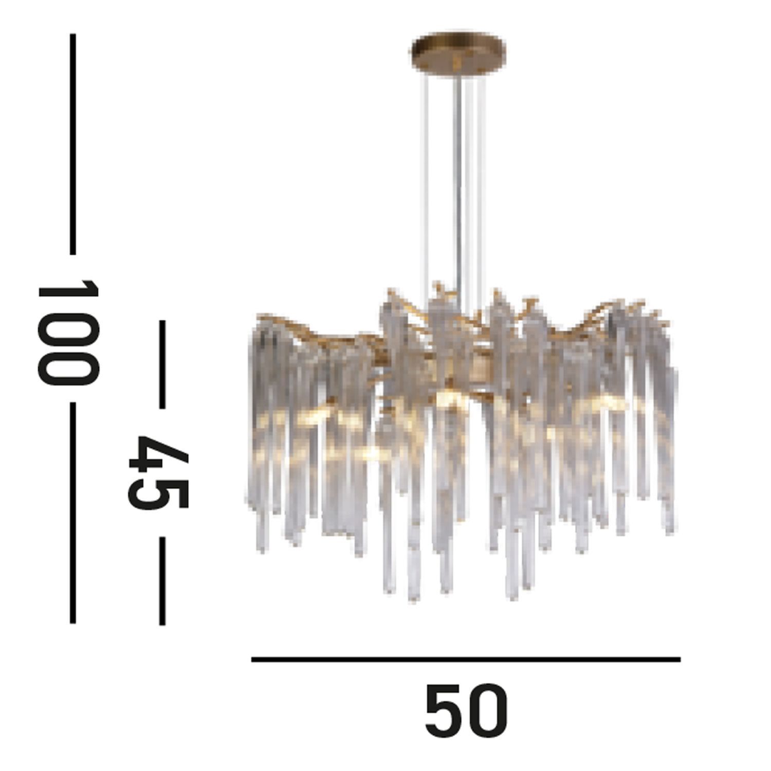 Elégante lampe à suspendre en or Pivots en verre L:50 cm G9 Leuchter, Lampe