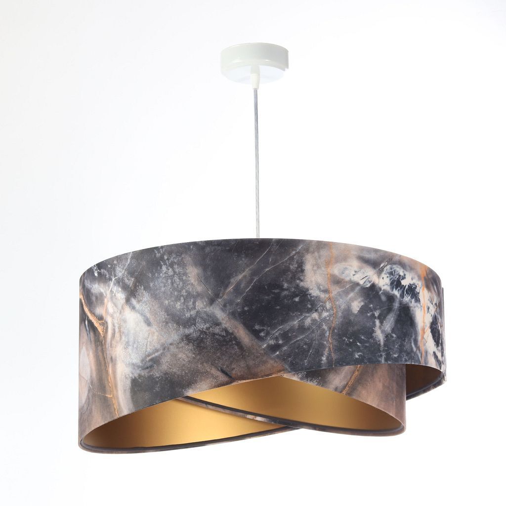 Suspension Gris Or E27 ronde D : 50 cm E27 Abat-jour en tissu Lampe, Deckenleuchte