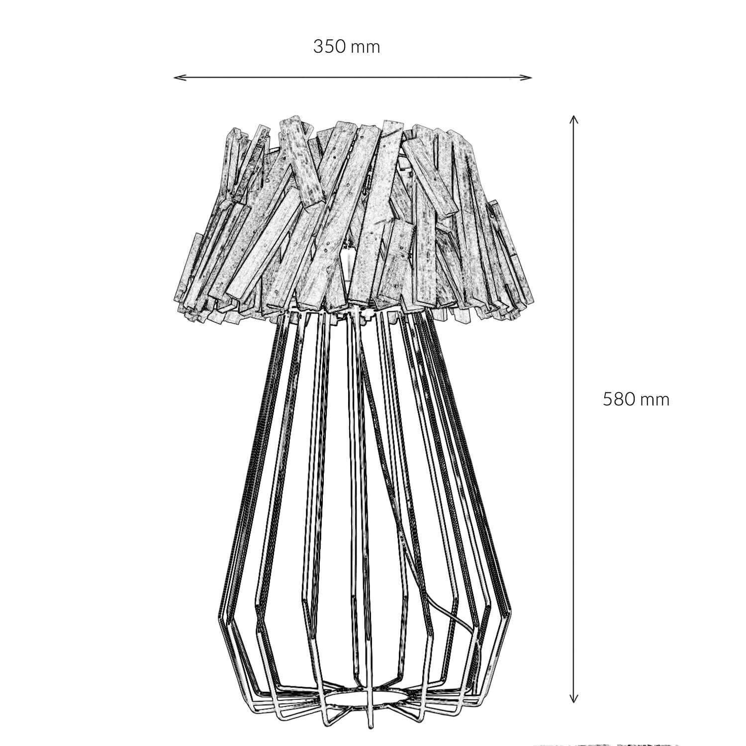 Lampe de table bois flotté métal 58 cm E27 fait main SAWATH