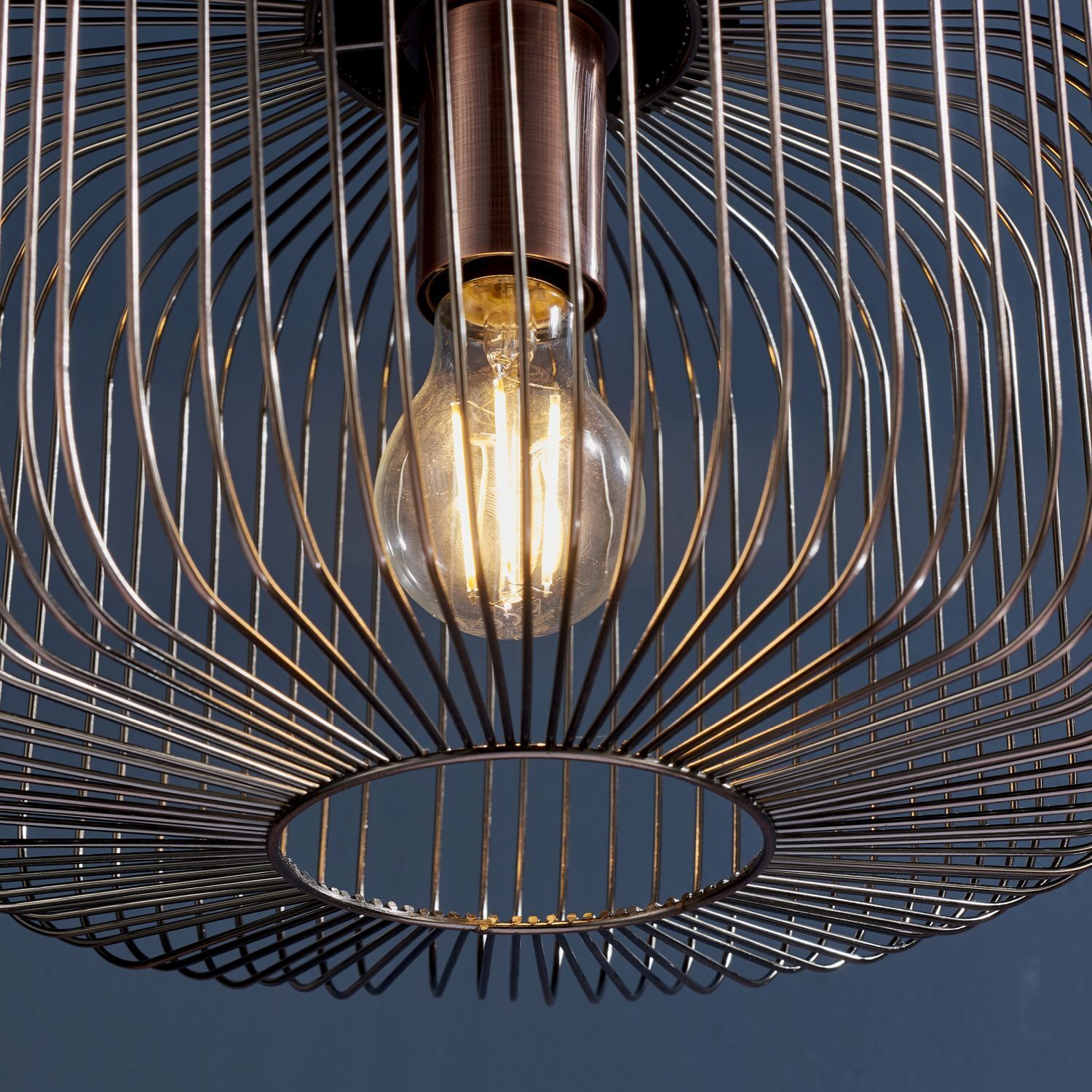 Lampe à suspendre en métal Ø 30 cm en cuivre antique Industrial E27
