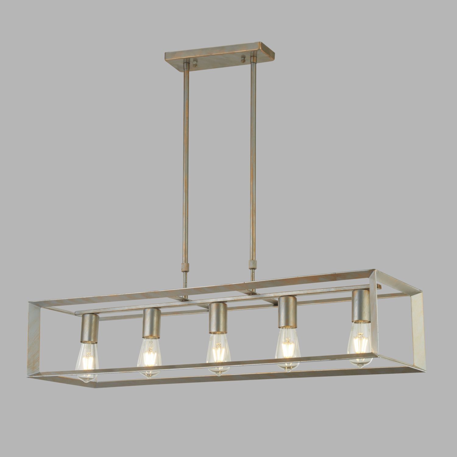 Suspension métal allongée L : 90 cm en argent-or E27