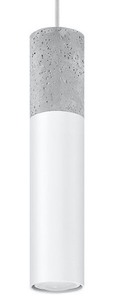 Lampe à suspendre Blanc Gris Métal Béton Ø8cm rond Table à manger