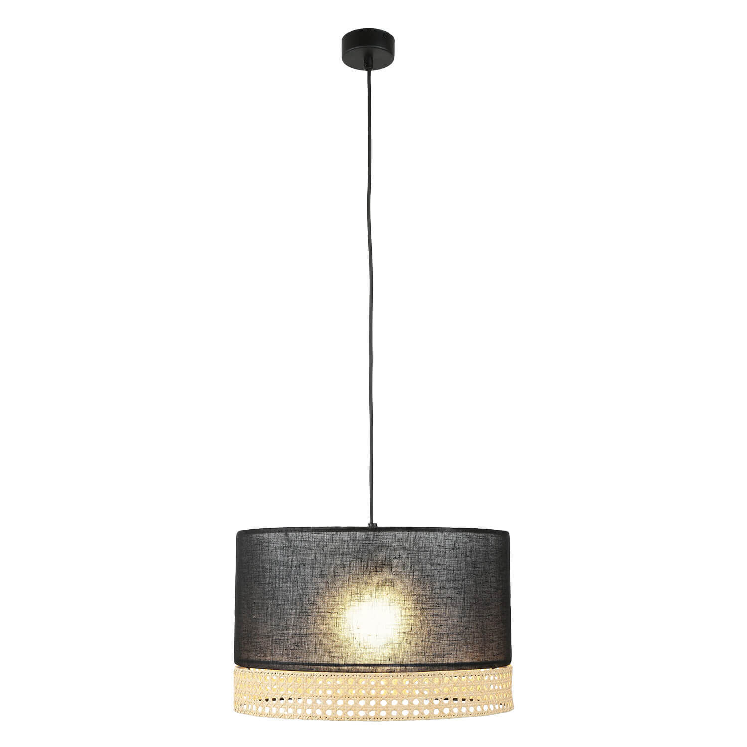 Lampe à suspendre tissu métal E27 en noir marron Lampe, Kronleuchter