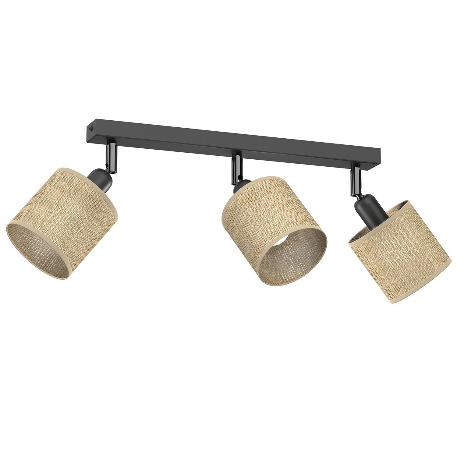 Spot de plafond jute métal noir 45 cm E27 flexible