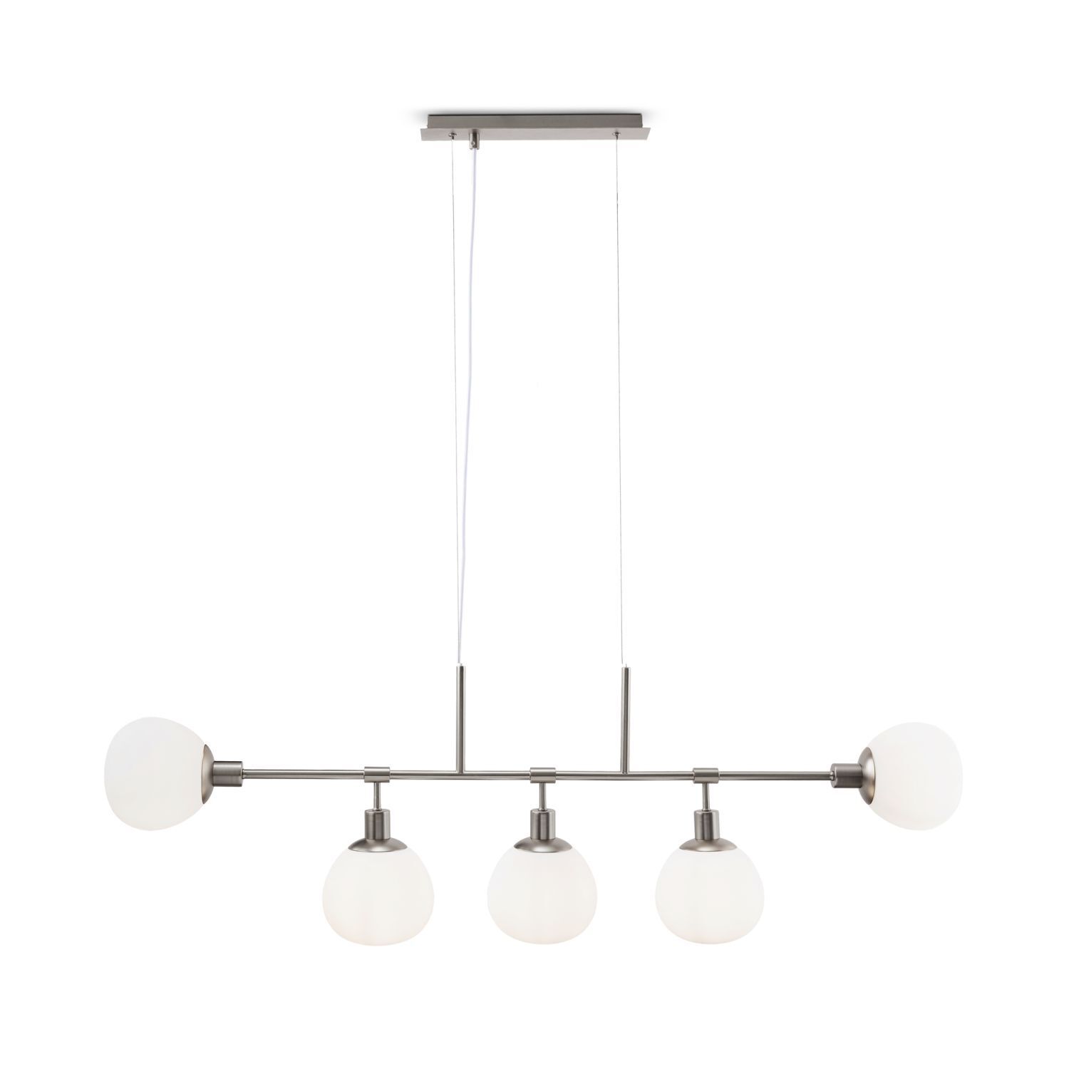 Lampe à suspendre métal verre H : max. 149,3 cm Nickel blanc