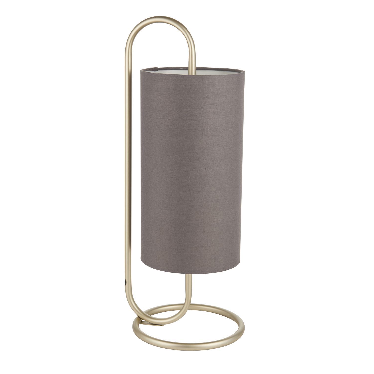 Lampe d'appoint tissu métal 50 cm en laiton antique gris E27