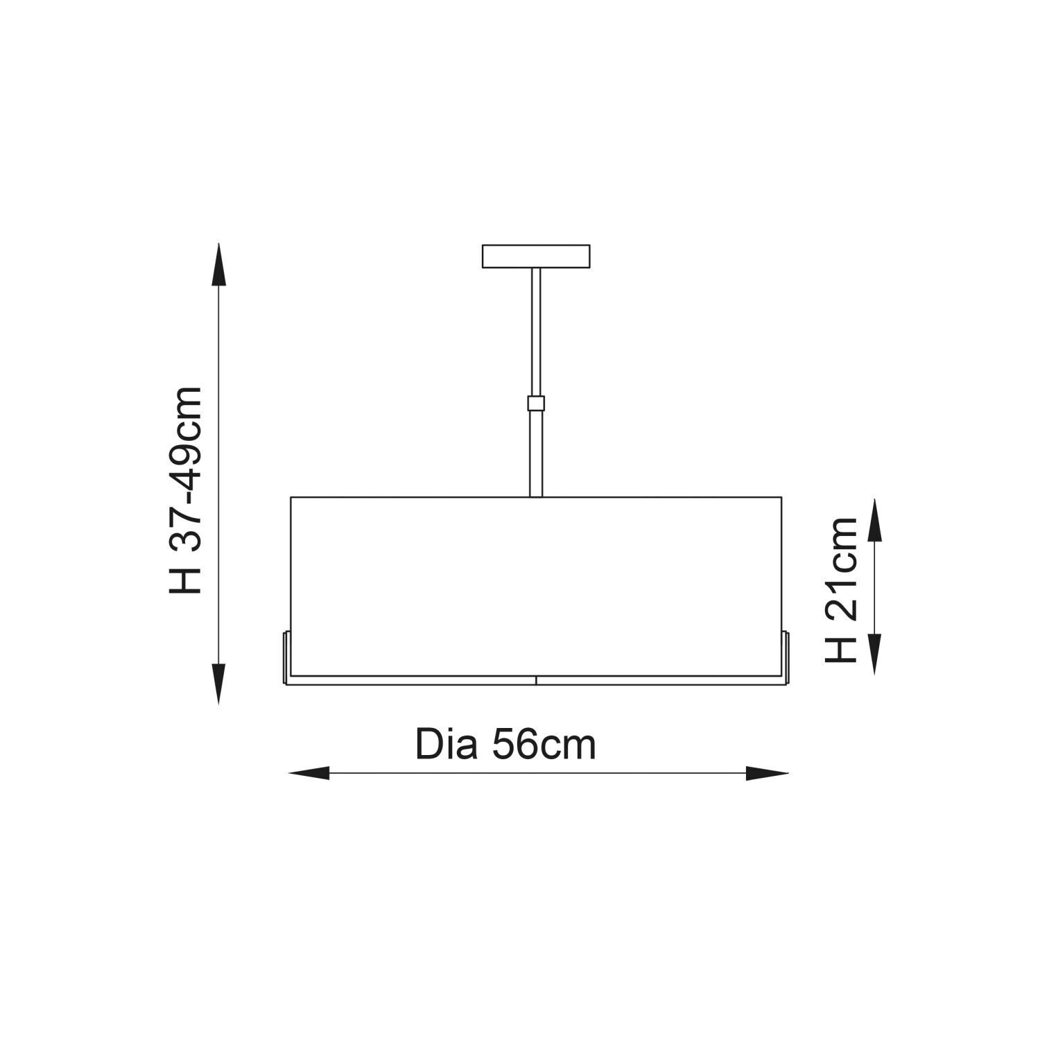 Lampe de plafonnier ronde tissu métal Ø 56 cm réglable en hauteur 3x E27