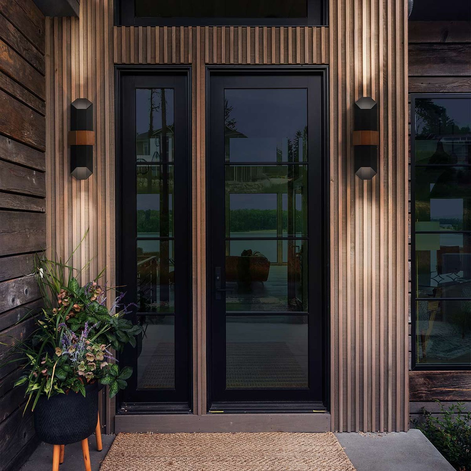 Applique extérieure LED Up Down 52 cm de haut Noir IP44 3000 K Drinnen, Innenarchitektur, Tür, Dekoration für Zuhause, Teppich