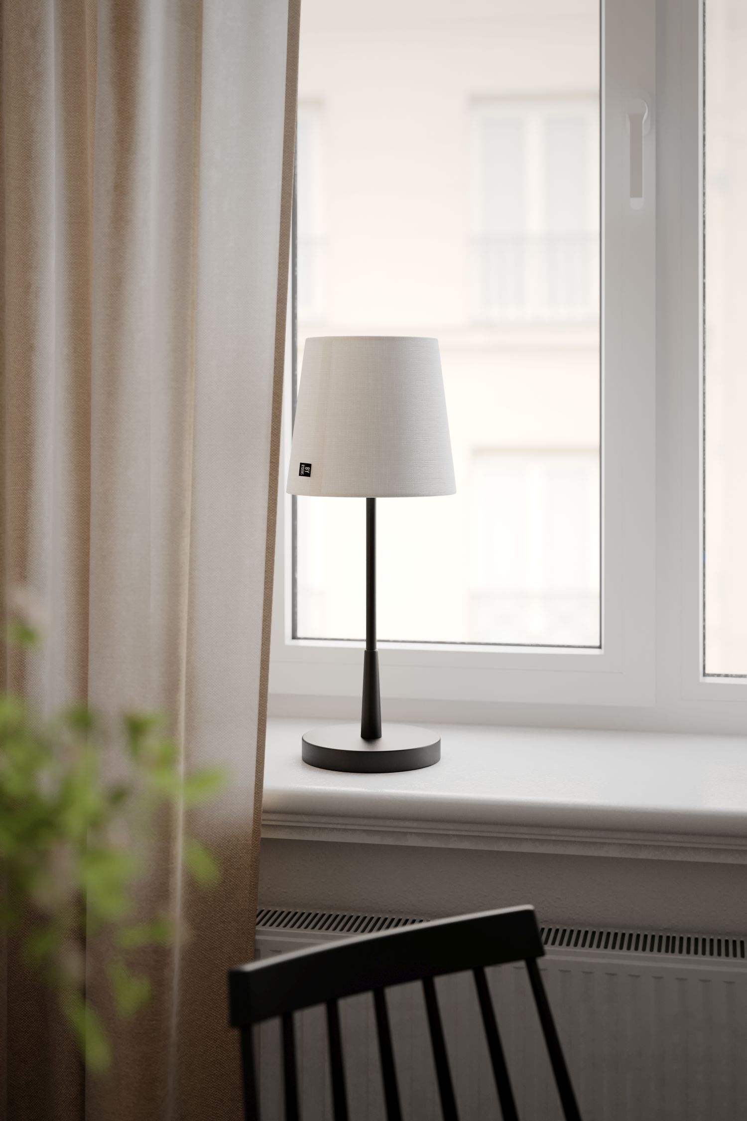 Lampe de table métal tissu 48,5 cm de haut E27 noir blanc Lampe, Tischlampe