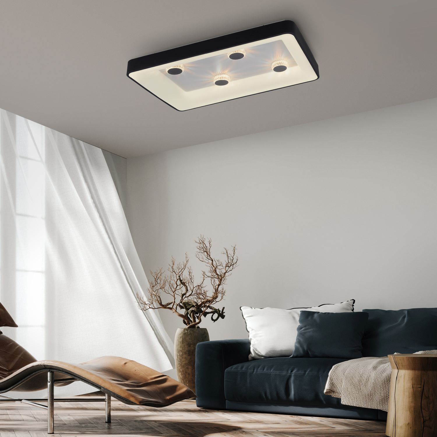 Plafonnier LED noir 2700-5000 K 6295 lm dimmable