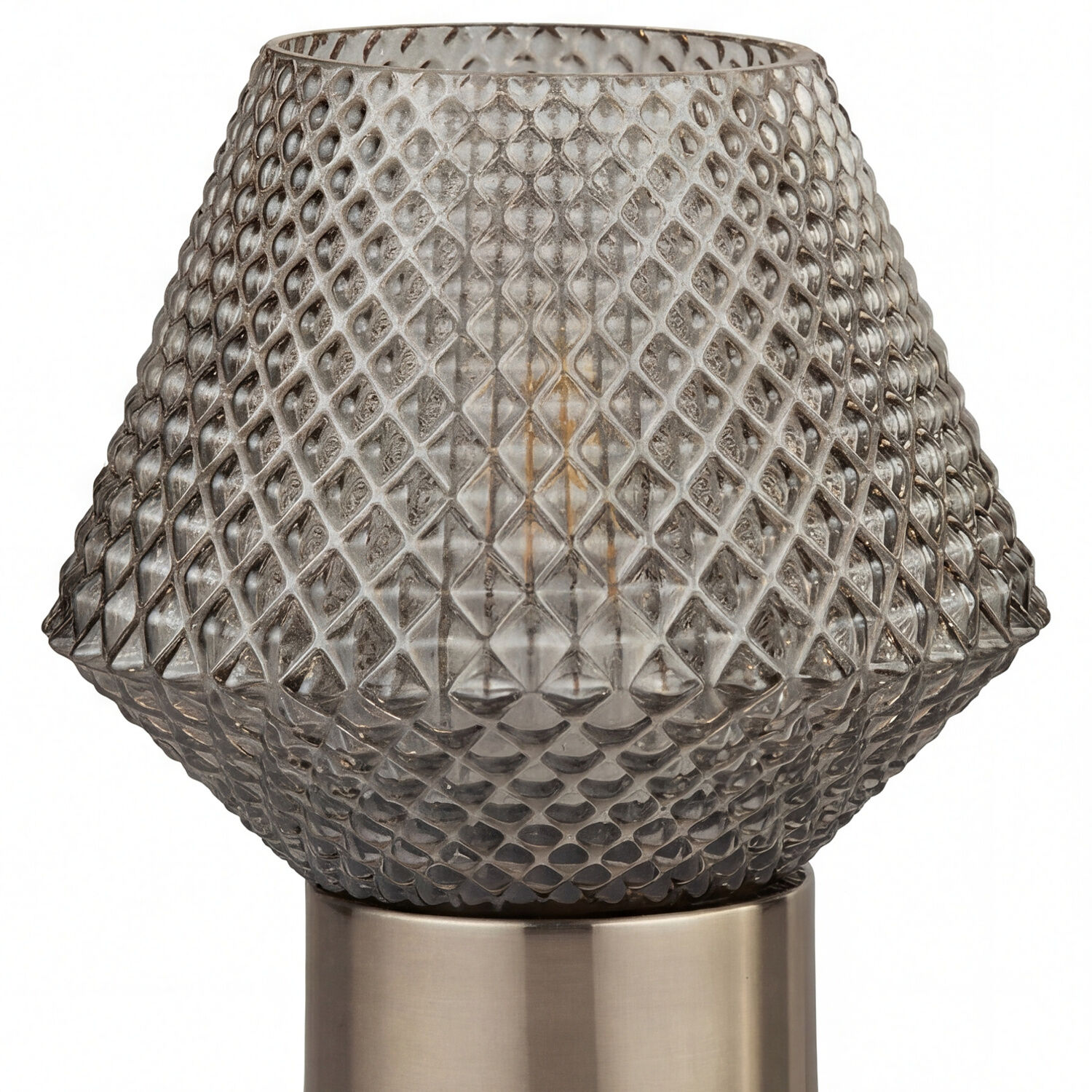 lampenschirm, glas, strukturiert, diamantenmuster, rauchgrau